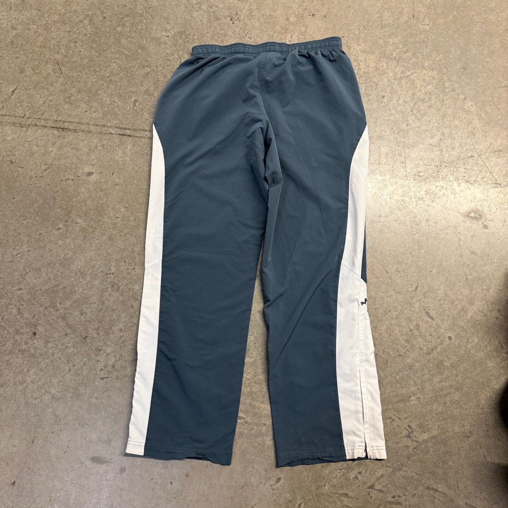 Under Armour Mens Loose Fit Track Pants Blue White Stripe‎ Ankle Zip Medium - Picture 3 of 6
